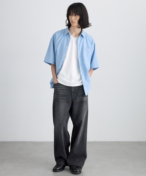 MONO-MART(モノマート)の「<接触冷感/UVカット>USAコットン コンフォート ヘビーオンス Vネック 半袖Tシャツ(Tシャツ/カットソー・メンズ・ブラック/ホワイト/チャコールグレー/ネイビー/オリーブ/ライトグレー・XL/S/L/M)」の19枚目の写真