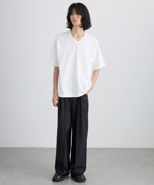 MONO-MART(モノマート)の「<接触冷感/UVカット>USAコットン コンフォート ヘビーオンス Vネック 半袖Tシャツ(Tシャツ/カットソー・メンズ・ブラック/ホワイト/チャコールグレー/ネイビー/オリーブ/ライトグレー・XL/S/L/M)」の20枚目の写真