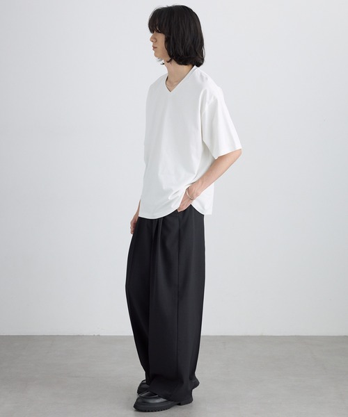 MONO-MART(モノマート)の「<接触冷感/UVカット>USAコットン コンフォート ヘビーオンス Vネック 半袖Tシャツ(Tシャツ/カットソー・メンズ・ブラック/ホワイト/チャコールグレー/ネイビー/オリーブ/ライトグレー・XL/S/L/M)」の21枚目の写真