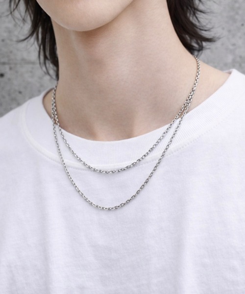 セール】シンプル シルバー 2連 チェーンネックレス（ネックレス 