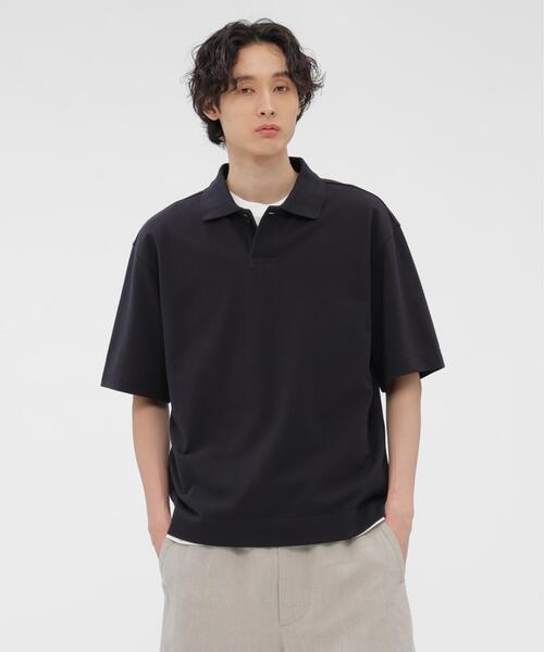 MARGARET HOWELL(マーガレットハウエル)の「COTTON PIQUE JERSEY TOP(Tシャツ/カットソー・メンズ・グレー/ネイビー系1・LARGE/MEDIUM/X-LARGE)」の2枚目の写真