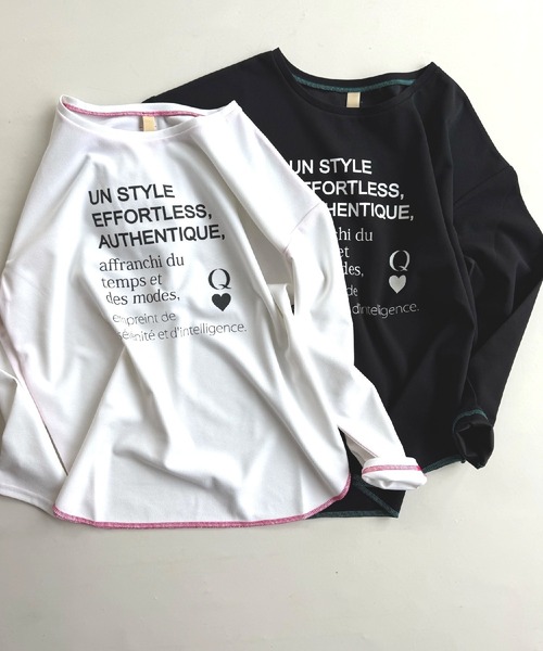 Q(キュー)の「ジョーゼットロゴロンT(Tシャツ/カットソー・レディース・ホワイト/ブラック・MEDIUM)」の7枚目の写真