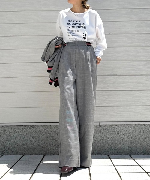 Q(キュー)の「ジョーゼットロゴロンT(Tシャツ/カットソー・レディース・ホワイト/ブラック・MEDIUM)」の13枚目の写真