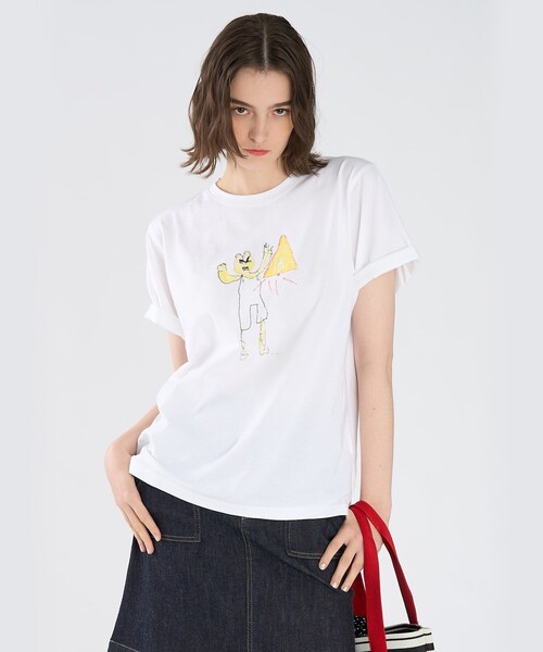 To b. by agnes b.（トゥービーバイアニエスベー）の「Tiger T オーガニックコットン 半袖 アーティストTシャツ（Tシャツ/カットソー・レディース・ホワイト・FREE）」の9枚目の写真