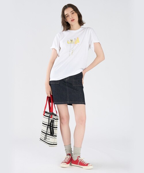 To b. by agnes b.（トゥービーバイアニエスベー）の「Tiger T オーガニックコットン 半袖 アーティストTシャツ（Tシャツ/カットソー・レディース・ホワイト・FREE）」の4枚目の写真