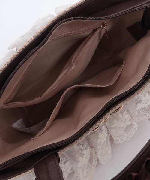 axes femme（アクシーズファム）の「レースフリル雑材かごバッグ（ボストンバッグ・レディース・ブラウン/ピンク/サックスブルー・FREE）」の20枚目の写真
