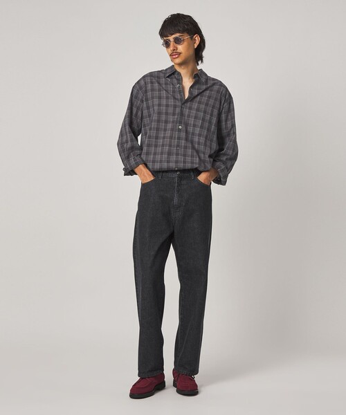 Steven Alan＞ スラブ チェック レギュラーカラー シャツ LOOSE