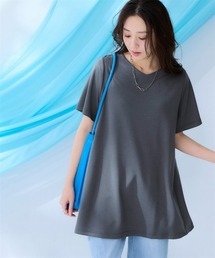 ひんやり柔らかダンボールニットゆるシルエットチュニック(接触冷感・吸汗速乾)<大きいサイズ有>