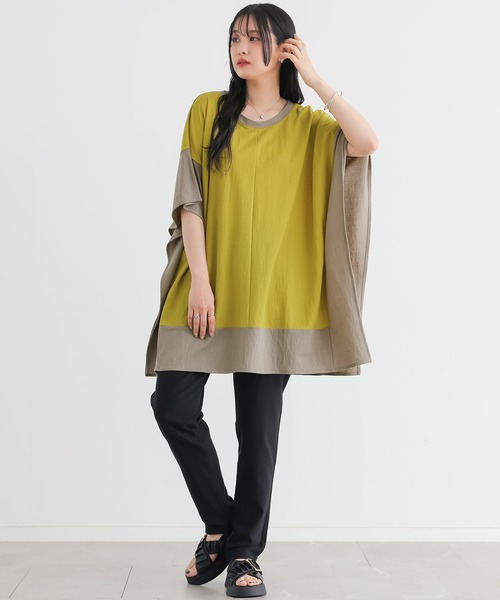 n'OrLABEL(ノアールレーベル)の「【接触冷感】配色冷感カノコチュニック(Tシャツ/カットソー・レディース・ブラック/イエロー/ブルー・FREE)」の8枚目の写真
