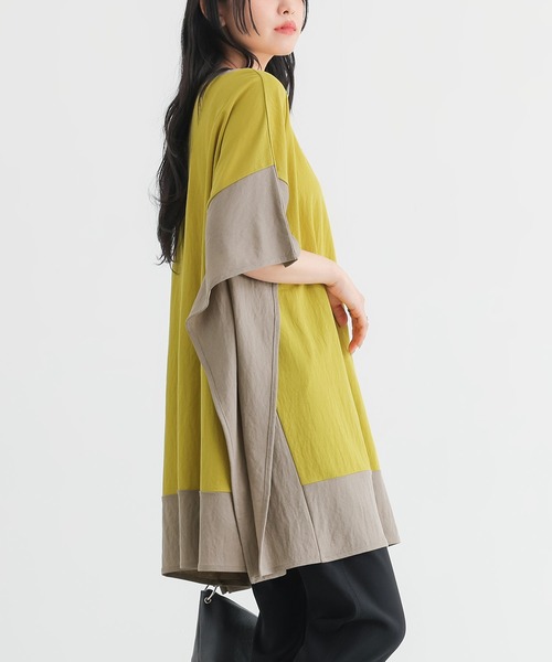 n'OrLABEL(ノアールレーベル)の「【接触冷感】配色冷感カノコチュニック(Tシャツ/カットソー・レディース・ブラック/イエロー/ブルー・FREE)」の7枚目の写真