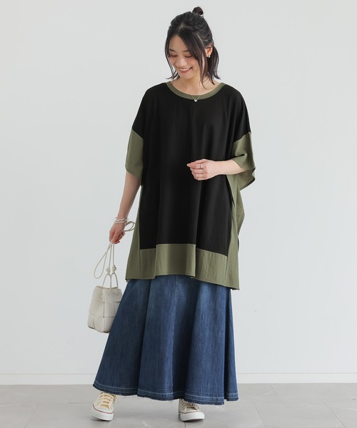 n'OrLABEL(ノアールレーベル)の「【接触冷感】配色冷感カノコチュニック(Tシャツ/カットソー・レディース・ブラック/イエロー/ブルー・FREE)」の10枚目の写真