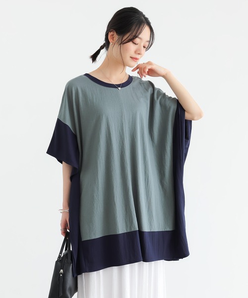 n'OrLABEL(ノアールレーベル)の「【接触冷感】配色冷感カノコチュニック(Tシャツ/カットソー・レディース・ブラック/イエロー/ブルー・FREE)」の15枚目の写真