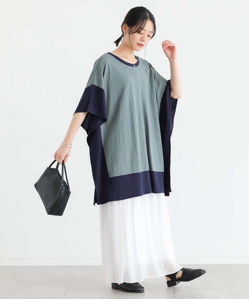 n'OrLABEL(ノアールレーベル)の「【接触冷感】配色冷感カノコチュニック(Tシャツ/カットソー・レディース・ブラック/イエロー/ブルー・FREE)」の16枚目の写真