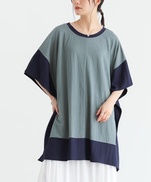 n'OrLABEL(ノアールレーベル)の「【接触冷感】配色冷感カノコチュニック(Tシャツ/カットソー・レディース・ブラック/イエロー/ブルー・FREE)」の13枚目の写真
