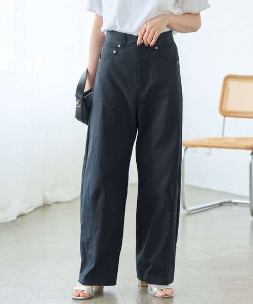 LAVEANGE（ラビアンジェ）の「カーブチノワイドパンツ｜ラクなのに美脚見え/大人カジュアル/チノパン/後ろゴム/きれいめ（チノパンツ・レディース・ベージュ/ブラウン/ブラック・4L/M/LL/5L/3L）」の5枚目の写真