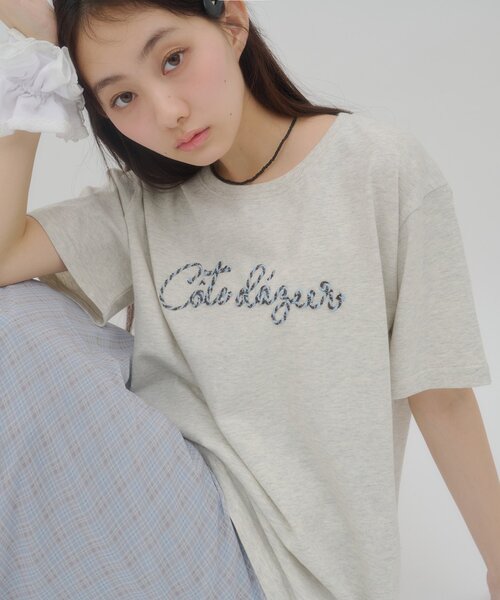 DISCOAT(ディスコート)の「【umm.】コード刺繍ロゴ半袖Tシャツ(Tシャツ/カットソー・レディース・ネイビー/グレー/オフホワイト・FREE)」の2枚目の写真