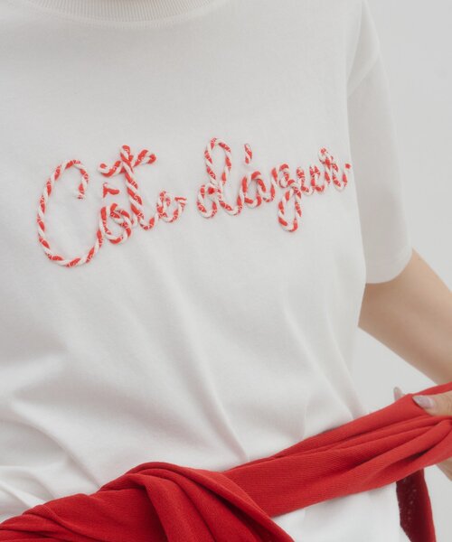 DISCOAT(ディスコート)の「【umm.】コード刺繍ロゴ半袖Tシャツ(Tシャツ/カットソー・レディース・ネイビー/グレー/オフホワイト・FREE)」の10枚目の写真