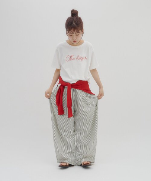 DISCOAT(ディスコート)の「【umm.】コード刺繍ロゴ半袖Tシャツ(Tシャツ/カットソー・レディース・ネイビー/グレー/オフホワイト・FREE)」の12枚目の写真