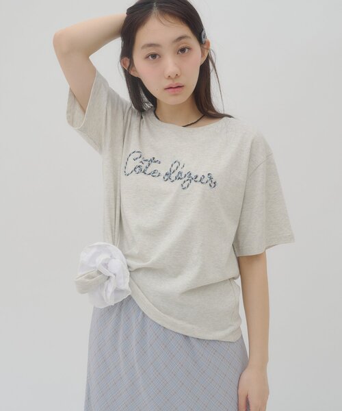 DISCOAT(ディスコート)の「【umm.】コード刺繍ロゴ半袖Tシャツ(Tシャツ/カットソー・レディース・ネイビー/グレー/オフホワイト・FREE)」の13枚目の写真