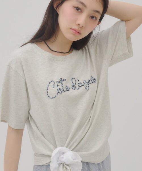 DISCOAT(ディスコート)の「【umm.】コード刺繍ロゴ半袖Tシャツ(Tシャツ/カットソー・レディース・ネイビー/グレー/オフホワイト・FREE)」の14枚目の写真