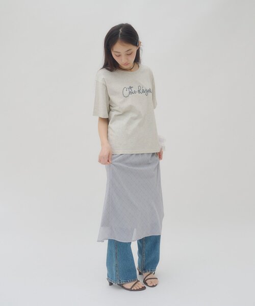 DISCOAT(ディスコート)の「【umm.】コード刺繍ロゴ半袖Tシャツ(Tシャツ/カットソー・レディース・ネイビー/グレー/オフホワイト・FREE)」の16枚目の写真