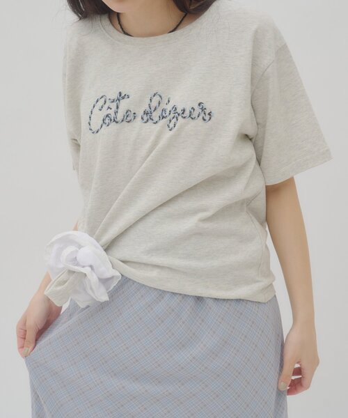 DISCOAT(ディスコート)の「【umm.】コード刺繍ロゴ半袖Tシャツ(Tシャツ/カットソー・レディース・ネイビー/グレー/オフホワイト・FREE)」の18枚目の写真