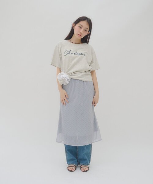 DISCOAT(ディスコート)の「【umm.】コード刺繍ロゴ半袖Tシャツ(Tシャツ/カットソー・レディース・ネイビー/グレー/オフホワイト・FREE)」の20枚目の写真