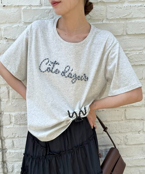 DISCOAT(ディスコート)の「【umm.】コード刺繍ロゴ半袖Tシャツ(Tシャツ/カットソー・レディース・ネイビー/グレー/オフホワイト・FREE)」の22枚目の写真