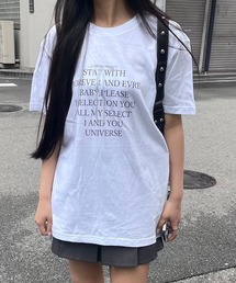 リボン×英字半袖Tシャツ(hsyd)