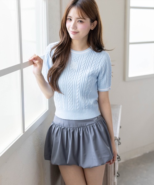 clear（クリア）の「配色ラインワンポイント刺繍ニットトップス［骨格ウェーブ／フェミニン／ガーリー／きれいめ／上品］（ニット/セーター・レディース・オフホワイト/ネイビー/ピンク/サックスブルー・F）」の8枚目の写真
