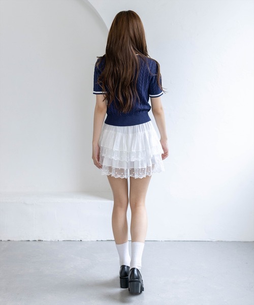 clear（クリア）の「配色ラインワンポイント刺繍ニットトップス［骨格ウェーブ／フェミニン／ガーリー／きれいめ／上品］（ニット/セーター・レディース・オフホワイト/ネイビー/ピンク/サックスブルー・F）」の18枚目の写真