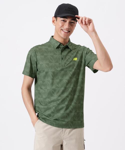 New Balance Golf(ニューバランスゴルフ)の「【new balance golf】リップルロゴ柄 半袖 カラーシャツ (MENS)(シャツ/ブラウス・メンズ・ブラック/カーキ・X-LARGE/LARGE/MEDIUM/XX-LARGE)」の2枚目の写真