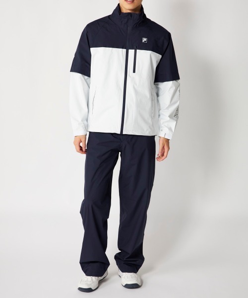 FILA GOLF(フィラゴルフ )の「【FILA GOLF:フィラゴルフ】レイン上下セット 長袖・半袖2WAY仕様 ゴルフ 通勤 アウトドア(セットアップ・メンズ・ホワイト/ブラック・LARGE/MEDIUM/XX-LARGE)」の2枚目の写真