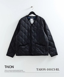 【TAION(タイオン)】〈ユニセックス〉シティ パイピングVネック ダウンカーディガン-リラックスルーズ
