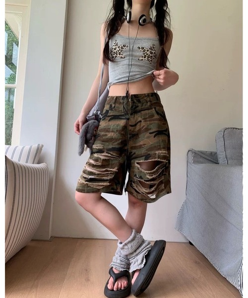 inst.ALL(インストール)の「迷彩柄ダメージルーズハーフパンツ(その他パンツ・レディース・カーキ・L/M/S)」の8枚目の写真