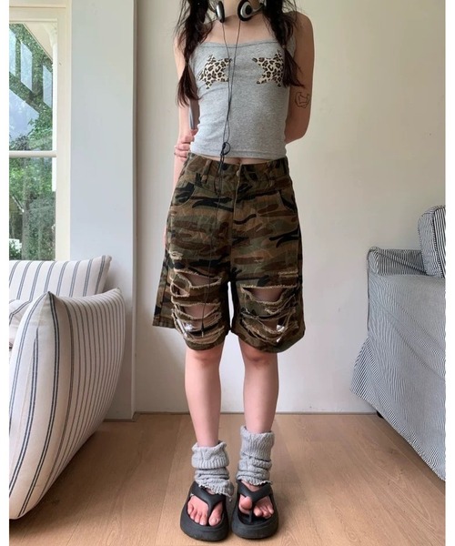 inst.ALL(インストール)の「迷彩柄ダメージルーズハーフパンツ(その他パンツ・レディース・カーキ・L/M/S)」の9枚目の写真
