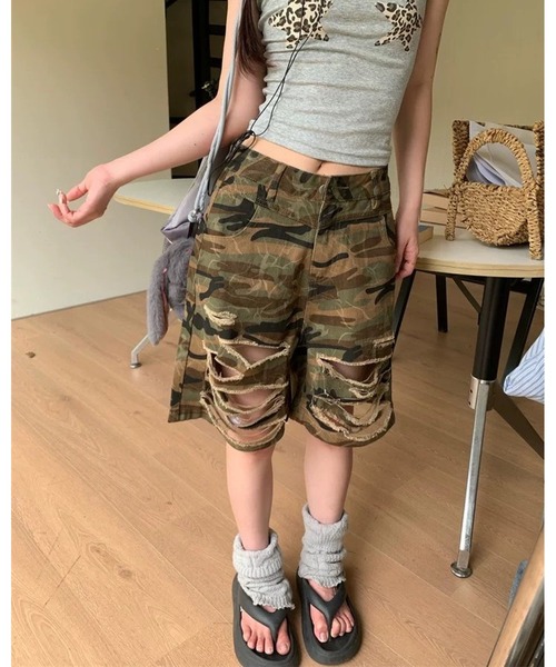 inst.ALL(インストール)の「迷彩柄ダメージルーズハーフパンツ(その他パンツ・レディース・カーキ・L/M/S)」の10枚目の写真