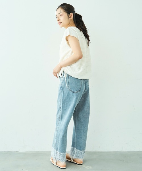 mil(ミル)の「裾レース ストレート デニムパンツ【588115】(デニムパンツ・レディース・チャコールグレー/サックスブルー・M-Regular/M-Short/S-Regular/S-Short)」の12枚目の写真