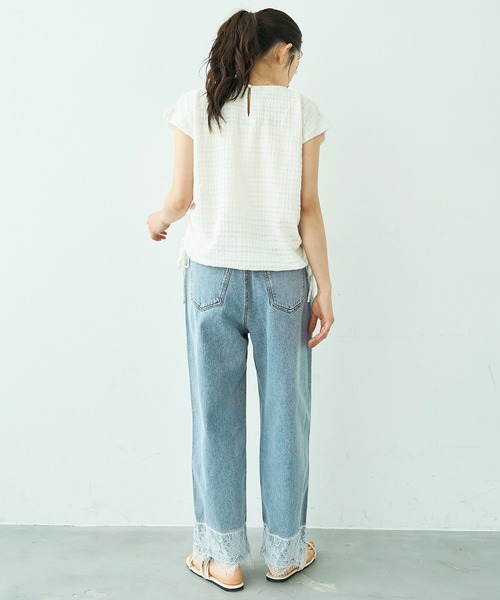mil(ミル)の「裾レース ストレート デニムパンツ【588115】(デニムパンツ・レディース・チャコールグレー/サックスブルー・M-Regular/M-Short/S-Regular/S-Short)」の13枚目の写真
