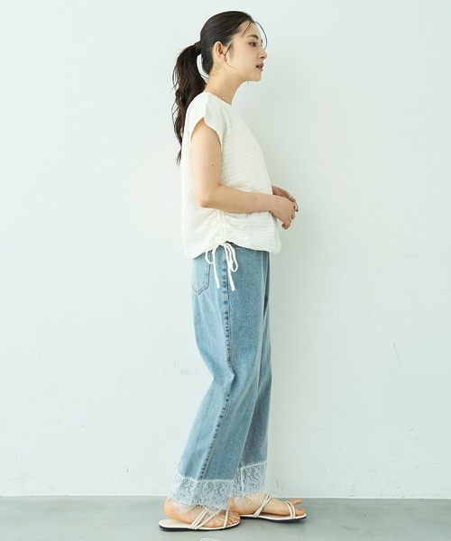 mil(ミル)の「裾レース ストレート デニムパンツ【588115】(デニムパンツ・レディース・チャコールグレー/サックスブルー・M-Regular/M-Short/S-Regular/S-Short)」の14枚目の写真