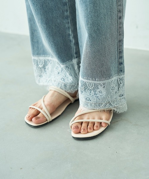 mil(ミル)の「裾レース ストレート デニムパンツ【588115】(デニムパンツ・レディース・チャコールグレー/サックスブルー・M-Regular/M-Short/S-Regular/S-Short)」の21枚目の写真