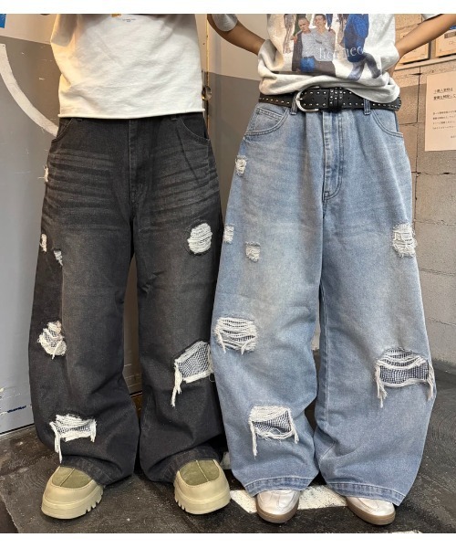 My sugar Babe（マイシュガーベイブ）の「gingham check denim（デニムパンツ・メンズ・ブルー/ブラック・LARGE/MEDIUM）」の6枚目の写真