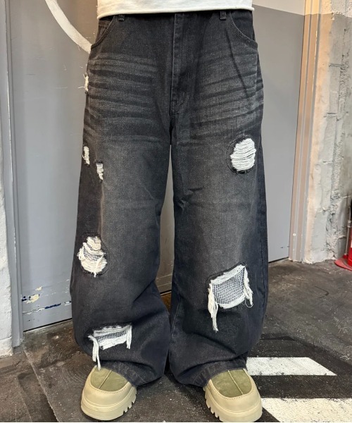 My sugar Babe（マイシュガーベイブ）の「gingham check denim（デニムパンツ・メンズ・ブルー/ブラック・LARGE/MEDIUM）」の8枚目の写真