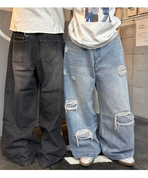 My sugar Babe（マイシュガーベイブ）の「gingham check denim（デニムパンツ・メンズ・ブルー/ブラック・LARGE/MEDIUM）」の9枚目の写真