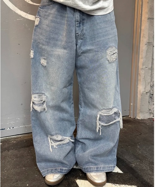 My sugar Babe（マイシュガーベイブ）の「gingham check denim（デニムパンツ・メンズ・ブルー/ブラック・LARGE/MEDIUM）」の11枚目の写真
