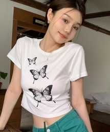 バタフライグラフィック タイトちびTシャツ