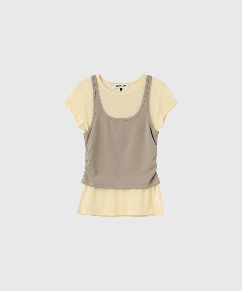 GENERAL IDEA（ジェネラルアイデア）の「【GENERAL IDEA】 2WAYカラーレイヤードTシャツ / TWO-WAY COLOR LAYERED T-SHIRT（Tシャツ/カットソー・レディース・スカイブルー/レッド/ベージュ・L/M/S）」の10枚目の写真