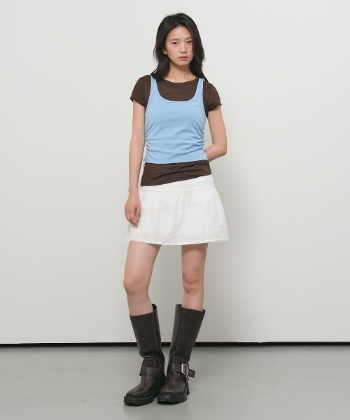 GENERAL IDEA（ジェネラルアイデア）の「【GENERAL IDEA】 2WAYカラーレイヤードTシャツ / TWO-WAY COLOR LAYERED T-SHIRT（Tシャツ/カットソー・レディース・スカイブルー/レッド/ベージュ・L/M/S）」の14枚目の写真