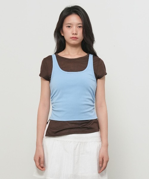 GENERAL IDEA（ジェネラルアイデア）の「【GENERAL IDEA】 2WAYカラーレイヤードTシャツ / TWO-WAY COLOR LAYERED T-SHIRT（Tシャツ/カットソー・レディース・スカイブルー/レッド/ベージュ・L/M/S）」の11枚目の写真