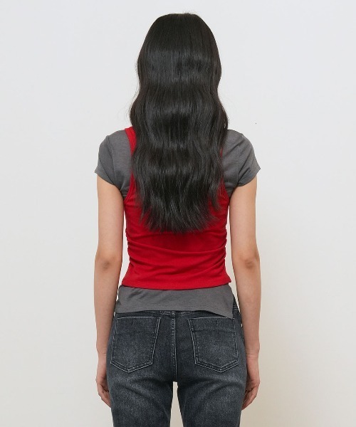 GENERAL IDEA（ジェネラルアイデア）の「【GENERAL IDEA】 2WAYカラーレイヤードTシャツ / TWO-WAY COLOR LAYERED T-SHIRT（Tシャツ/カットソー・レディース・スカイブルー/レッド/ベージュ・L/M/S）」の19枚目の写真
